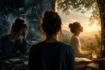 Spiritual Awakening Isn't for Everyone?Woman facing a cracked mirror that contrasts inner crisis and calm.